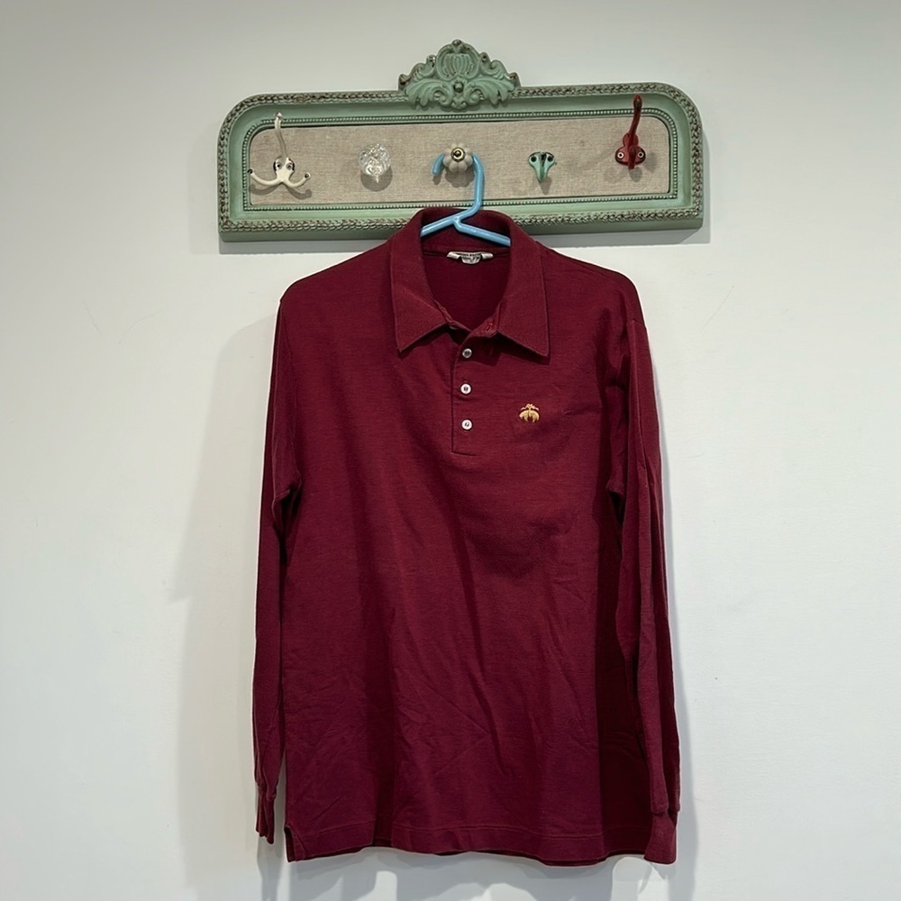 Vintage Brooks brothers long sleeve polo shirt men’s size large casual maroon